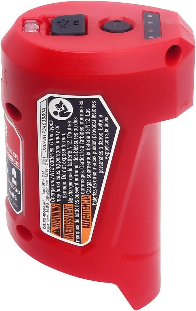 Lasica Compatible with Mil-Waukee 12V Battery Charger and Portable Power Source Adapter 48-59-1201, 49-24-2310 Compatible with Mil-Waukee 12 Volt Heated Jacket Battery (USB Charger Adapter-ONLY)