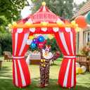 10ft Circus Party Decorations Inflatable Arch Blow up Tent Built in LED Lights Red and White Striped Archway for Circus Carnival Theme Birthday Party Decoration Outdoor Yard Garden Halloween Decor