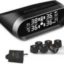 Promata RV Tire Pressure Monitoring System, Carbon Fiber Style RV TPMS with 6 Tire Pressure Sensors, Eye Protection Clear LCD Display, Intelligent Trailer Detection for Travel Trailer Motorhome Camper