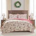 Hallmark - King Quilt, 3-Piece Holiday Quilt Set with Shams, Reversible Quilt (Multi Candy Canes, King)