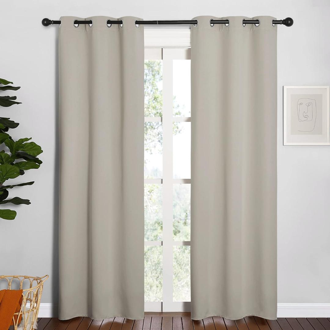 NICETOWN Blackout Curtains for Bedroom, Thermal Insulated Curtains & Drapes with Grommet Top for Living Room, Privacy Window Treatment Draperies (Natural, 34 W by 84 L, Set of 2) NICETOWN Blackout Curtains for Bedroom, Thermal Insulated Curtains & Drapes with Grommet Top for Living Room, Privacy Window Treatment Draperies (Natural, 34 W by 84 L, Set of 2)