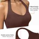 EasyGala Womens Double Lined Halter Tank Tops Backless V Neck Sleeveless Shirts Sexy Going Out Tops Summer Trendy 2026 (Brown, S)