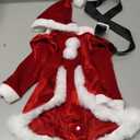 Baby Girl Christmas Outfits Santa Claus Romper Dress Velvet Long Sleeve Fur Trim Princess Dresses with Hat (Red, 3-6 Months)