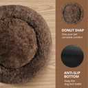 JOLLYVOGUE Calming Dog Bed for Small Dogs - 23 inches Donut Washable Small Dog Bed for Kittens & Puppies, Anti-Slip Round Fluffy Plush Faux Fur Cat Beds (Fits up to 25 lbs Pets, Coffee)