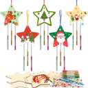 Fennoral 9 Pack Christmas Wind Chime Kit for Kids Make Your Own Star Wind Chime for Girls Boys Ornaments DIY Coloring Christmas Craft for Christmas Party Decoration