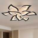 Ceiling Light Fixture Modern Black LED Flower Light Fixtures Ceiling Mount with Remote Control for Living Room, Bedroom, Kitchen, Dimmable W31.5