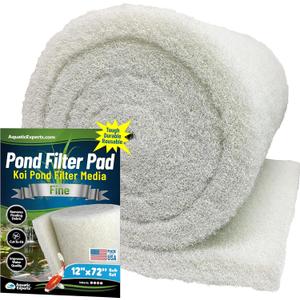 Classic Koi Pond Filter Pad FINE - White Bulk Roll Pond Filter Media, Ultra-Durable Pond Filters for Outdoor Ponds, Reusable Fish Pond Filter Material, USA, Aquatic Experts (3/4" - 1" x 12" x 72")