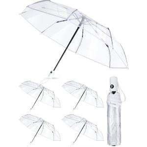 4 Pcs Portable Umbrella for Travel Collapsible Folding Umbrella Clear Wedding Compact Umbrellas Bulk Small Auto Open Close Portable Umbrella