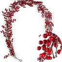 RECUTMS Red Berry Garland Christmas Decoration 5.9Ft Holiday Garland Artificial Berry Garlands with Bendable Stems Christmas Fireplace Decoration Banister(Red Berry)