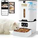 TYM Automatic Cat Feeder with Camera, 5G WiFi Auto Cat Dog Food Dispenser with APP Remote Control, 7L Large Food Storage for Multiple Pets, Scheduled Feeding, Stainless Steel Bowl, Easy Clean