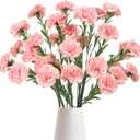 IPOPU Carnations Artificial Flowers 6PCS Fake Silk Carnations 33in Long Flowers for Tall Vases for Wedding Home Table Centerpieces Floral Arrangement(Light Pink)