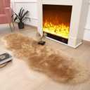 Faux Fur Rug Sheepskin Rug Super Soft Fluffy Plush Area Rug Bedroom Floor Children's Room Sofa Cushion Living Room Runners Bedside Rugs (Brown,2x6 ft Sheepskin)