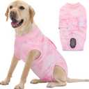 FUAMEY Recovery Suit for Dogs After Surgery,Soft Breathable Dog Bodysuit E-Collar & Cone Alternative Surgical Suit,Male Female Dog Neuter Spay Suits Anti Licking Wounds Onesie Pink Tie Dye XL (XL(Back:20.1-24.8in,WT:42-75lbs))