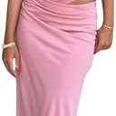 HOCILLE Women's Sexy Elegant Off Shoulder Long Formal Dress Mesh Bodycon Ruched Cocktail Party Maxi Dresses, L