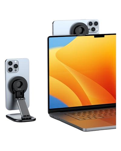 SODI Continuity Camera Mount for Desktop Monitor and MacBook, Foldable iPhone Webcam Mount, Magnetic Phone Stand Compatible with iPhone 17/16/15/14/13/12 Series,MacBook OS Ventura,Facetime- Black