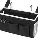 Loghot Bedside Caddy/Bedside Storage Bag Hanging Organizer for Bunk and Hospital Beds,Dorm Rooms Bed Rails,Can be Placed Glasses,Books,Mobile Phones,Keys (Black)