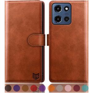 SUANPOT Compatible with Moto G 5G 2025/Moto G 5G 2026/Play 2026 Wallet case with RFID Blocking Credit Card Holder,Flip Book PU Protective Cover Women Men for Moto G 5G 2025 Phone case Light Brown
