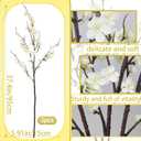 3 Pcs Cherry Blossom Branches Artificial Flowers for Spring Indoor Decoration White Faux Spring Flowers Stems 37" Cherry Blossom Tree Decor with Long Stems for Tall Vases Arrangements Table