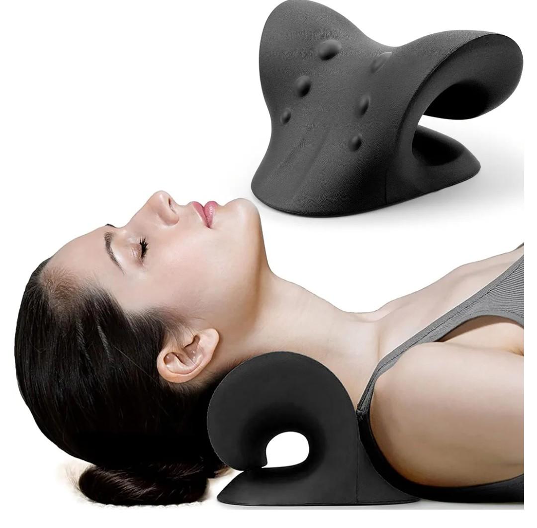 RESTCLOUD Neck and Shoulder Relaxer, Cervical Traction Device for TMJ Pain Relief and Cervical Spine Alignment, Chiropractic Pillow, Neck Stretcher (Black)