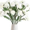 IPOPU White Carnations Artificial Flowers 6PCS 30 Heads Silk Carnations 27.56in Artificial Flowers with Stems for Wedding Home Centerpieces Floral Arrangements(White)