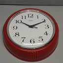 Lily's Home Retro Wall Clock, 9.5 Inch Vintage Design, Silent Non-Ticking Quartz Movement, Battery Operated, Perfect for Kitchen, Living Room, Office, and Indoor Use (Vintage Red)