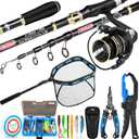 PLUSINNO Fishing Gear,Full Fishing kit Include Fishing Rod and Reel Combo, Tackle Box with Fishing Lures, Fishing Accessories, Fishing Pliers,Fishing Gifts for Men with Fishing Tool Kit