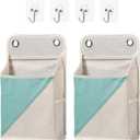 2pcs Wall Hanging Storage Organizer Bag, Hanging Baskets with Pockets for Wall organizing, Storage Hanging Bag for Bedroom, Dormitory, Study Room, Bathroom(Green/White)