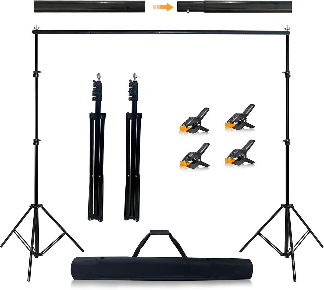 Photo Studio Backdrop Stand Support System,10'x7' Adjustable Backdrop Stand Kit with Backdrop Clip and Storage Tote for Portrait and Studio Photography