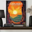 3 x Carlsbad National Park Poster Art Print Retro Mountain Lake Wall Art Vintage Decor Nature Landscape Picture For Bedroom Bathroom Office Home 48 (Carlsbad, 8 x 10 inches, Unframed)