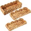 Umigy 3 Pcs Wicker Baskets Water Hyacinth Toilet Paper Basket Woven Rectangle Toilet Tank Basket Hyacinth Paper Storage Holder Organizer Storage Containers for Bathroom Bedroom Kitchen (Creative)