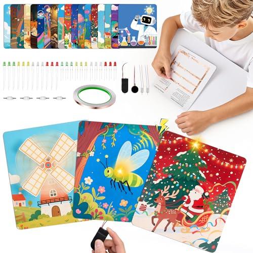 JoyCat Science Paper Circuit Kit for Kids Ages 8-12, STEM Toys with Glow Vibrate Spin Modes, Educational Electronics Kit with 18 Fun Theme for Boys & Girls, DIY Paper Card for Birthday Christmas Gift