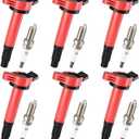Pindex 6 Pack UF487 Ignition Coil & 6619 Double Iridium Spark Plug Compatible with Toyota 4Runner RAV4 Avalon Camry Sienna Lexus ES350 GS300 GS350 V6 2.5L 3.0L 3.5L 4.0L 90919-02251 90919-A2002