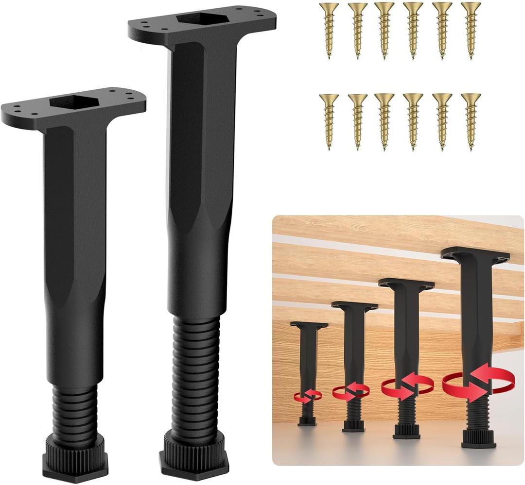 Adjustable Height Center Bed Support Leg for Sagging Shelf, Furniture Legs for Frame,Slat and Riser (7-13.5(2PCS))