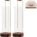 Incense Holder for Sticks, Anti-Ash Flying Incense Burner with 30 Incense Sticks, Detachable Glass Ash Catcher (Wood, Brown-2Pcs)