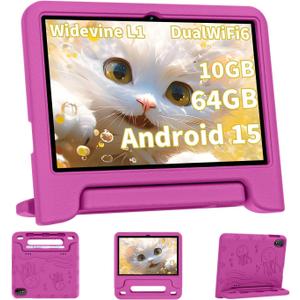 COLORROOM 2026 Upgraded Android 15 Tablet, 10inch Kids Tablet, Octa-core CPU, 10GB+64GB+1TB Expand Tablets for Kids with Kids Space, Parental Control, 6000mAh Big Battery,Touchscreen Tableta,Pink