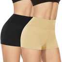 NexiEpoch 2 Pack Biker Shorts for Women - 3"/5"/8" Booty Volleyball High Waisted Black Spandex Shorts for Yoga Dance Workout, Nude & Black, XS