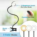 OttLite Capture Clip-On LED Desk Lamp and Ring Light for Desk, Use for Reading, Selfie, for Computer, ClearSun LED Technology, Dimmable with 3 Color Modes