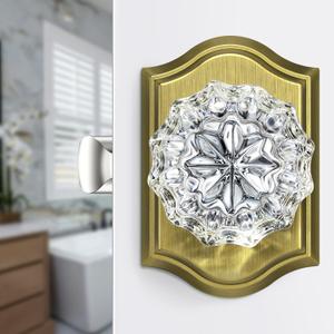 Calzibeno Glass Crystal Door Knobs Interior, Antique Brass Crystal Door Knobs with Lock for Privacy Use, Vintage Crystal Glass Doorknob for Interior Bedroom Bathroom Doors (1 Pack)