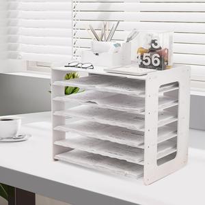 A3 Paper Organizer 11x17 Eco-Friendly PVC Desk Storage Rack with 7 Compartments for Office and School Supplies