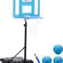 A11N SPORTS Pool Basketball Hoop with 16.5" LED Rim, Adjustable Height, PET Backboard, Sturdy Base, Ball & Pump Included Water Basketball Game for Poolside Play, 29" x 21.5" x 16.5"