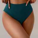 Eomenie Cheeky Sexy Bikini Bottom for Women Ruched Swim Bottom | High Waisted, Tummy Control, Tankini Bottoms Only, Modest Coverage, Front Lining, Plus Size, Thong (Blue, S)