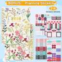 4 x VinTS 2026 Planner,11.6x8.6in Large Weekly Monthly Dated Planner,Jan-Dec.2026 Flower Hardcover Planner Agenda Organizers with stickers, bookmarks, pocket for Women