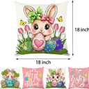Easter Pillow Covers 18x18 Set of 4, Bunny Eggs Hello Peeps Bunny Hip HopTruck Throw Pillows Cases - Farmhouse Spring Decor Throw Pillow Cases for Sofa Couch Home Easter Decorations