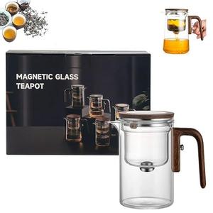 Enchanti Tea Pot, Magnetic Glass Teapot with Removable Infuser, with Strainer and Handle for Home, Gifting, Outdoor and Office (no cup,800ml)