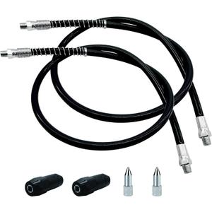 Neasyth 39in 6-Piece Grease Gun Hose Kit, Grease Gun Accessories Set Includes 2pcs 39" Flex Grease Hose Extension, 2pcs 4-Jaw Standard Grease Couplers and 2pcs Sharp Nozzles (1/8" NPT)
