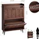 ChooChoo Shoe Storage Cabinet with 2 Flip Drawers, Deodorizing Shoe Organizer Storage for Entryway, Freestanding Hidden Slim Narrow Shoe Rack Cabinet, Walnut
