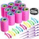 141 Pieces Hair Rollers Set Include 60 Plastic Hair Rollers (Multicolor,6 Size)