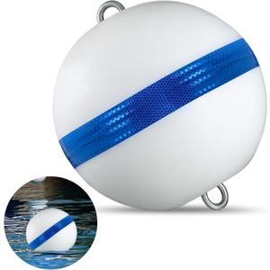 Moor Mooring Buoy for Boat White Ball with Reflective Blue Stripe Attractive Illuminated Buoy (12 Inch)