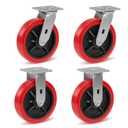 8 inch Industrial Caster, Polyurethane on Polypropylene Wheel- Casters Set of 4 Heavy Duty - 6000LB Total Capacity -Widely Used in DYI Projects, Industrial Equipment2Rigid&2Swivel