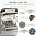Porch Swing Cushion with Backrest,Waterproof Bench Cushion for Outdoor Furniture,2-3 Seater Replacement Thickened 5 in swing cushion,with Ties,Patio,Outdoor,Backyard and Garden (Light Grey,40x40 in)